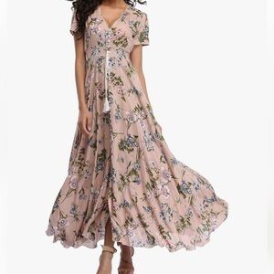 Jasse Indiana Boho Floral Maxi Dress Size XS